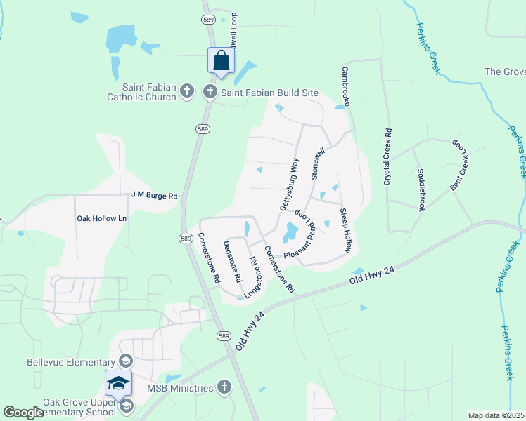map of restaurants, bars, coffee shops, grocery stores, and more near 127 Cornerstone Road in Hattiesburg