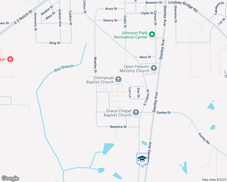 map of restaurants, bars, coffee shops, grocery stores, and more near 203-299 Lowe Avenue in Andalusia