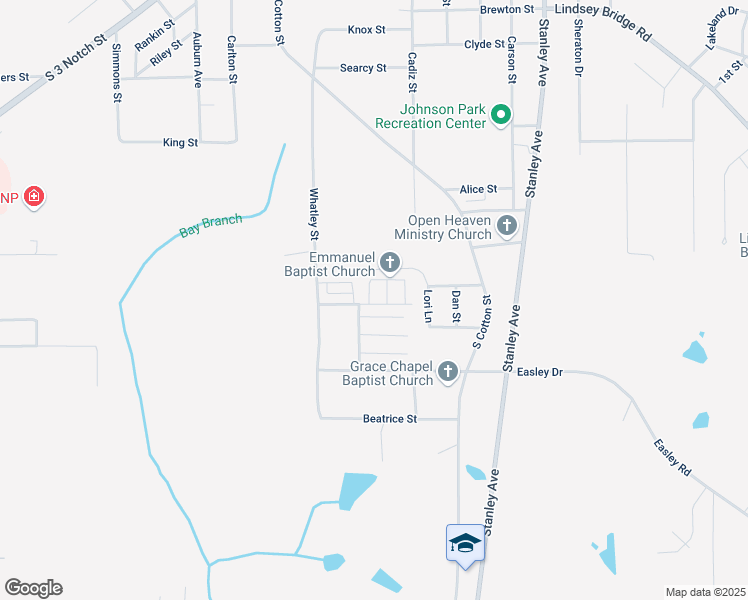 map of restaurants, bars, coffee shops, grocery stores, and more near 203 Lowe Avenue in Andalusia