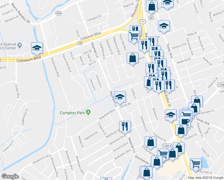 map of restaurants, bars, coffee shops, grocery stores, and more near 511 Heyman Lane in Alexandria
