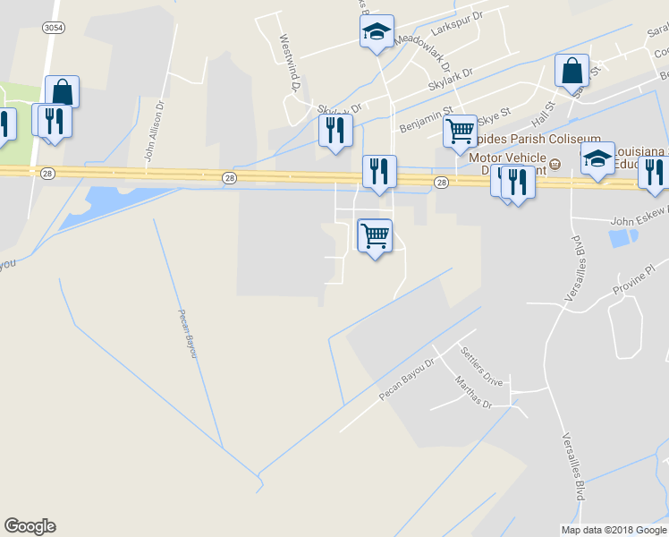 map of restaurants, bars, coffee shops, grocery stores, and more near 6509 Coliseum Boulevard in Alexandria