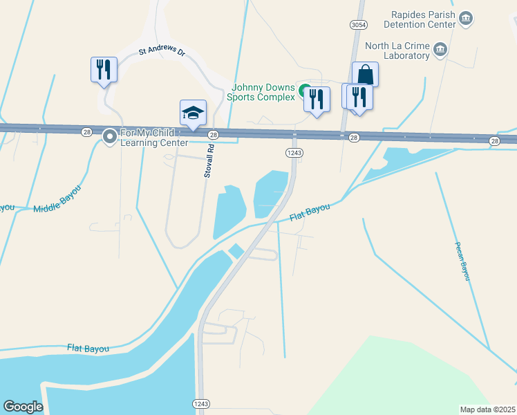 map of restaurants, bars, coffee shops, grocery stores, and more near 278-318 McKeithen Drive in Alexandria