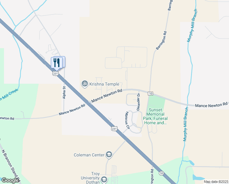 map of restaurants, bars, coffee shops, grocery stores, and more near 3840 Mance Newton Road in Midland City