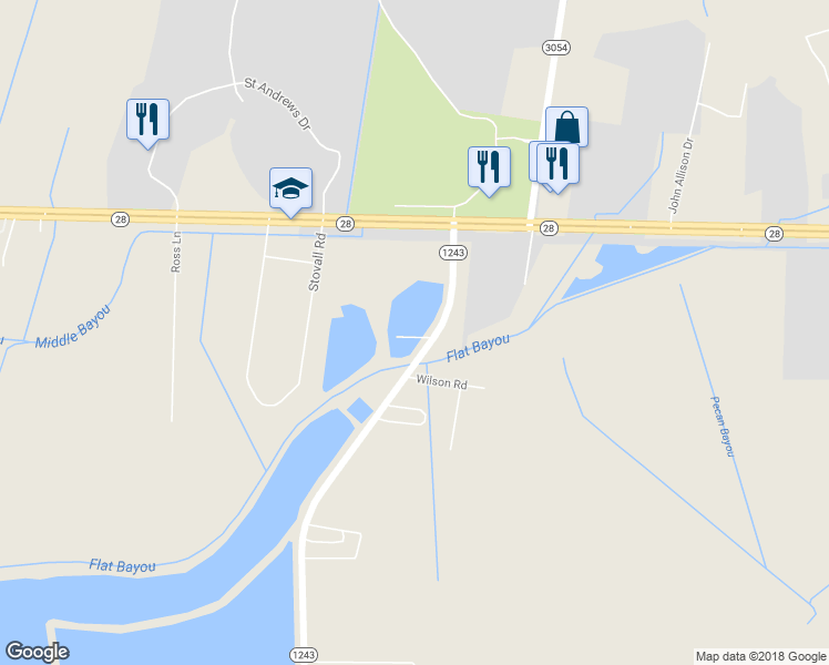 map of restaurants, bars, coffee shops, grocery stores, and more near 261 McKeithen Drive in Alexandria