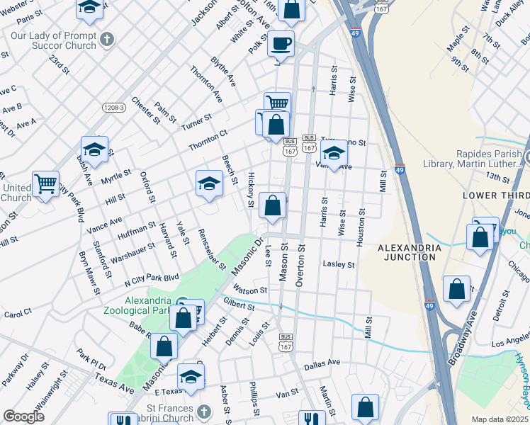 map of restaurants, bars, coffee shops, grocery stores, and more near 2402 Lee Street in Alexandria