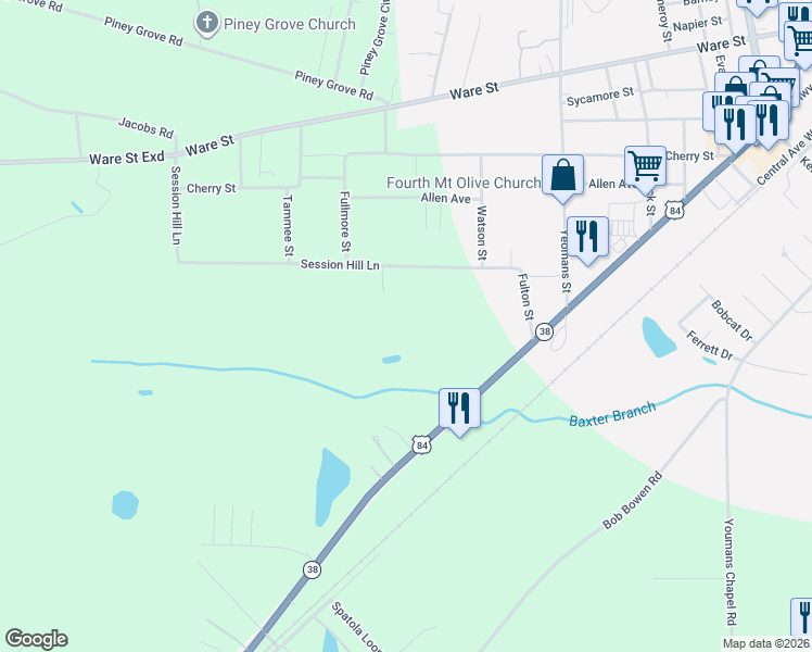 map of restaurants, bars, coffee shops, grocery stores, and more near in Blackshear