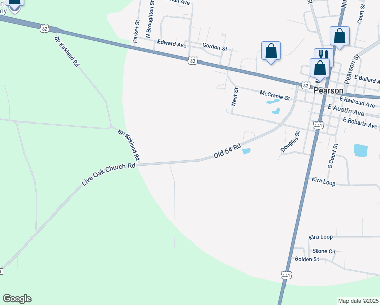 map of restaurants, bars, coffee shops, grocery stores, and more near in Atkinson County