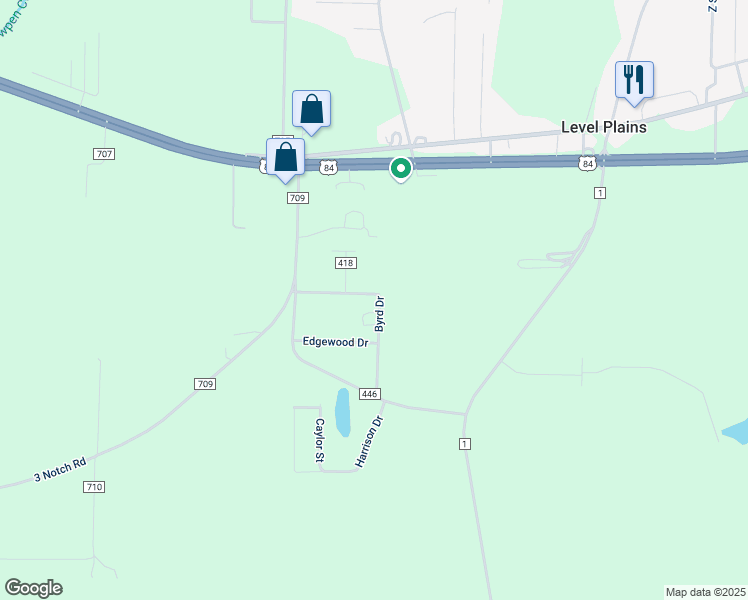 map of restaurants, bars, coffee shops, grocery stores, and more near 275 Byrd Drive in Daleville