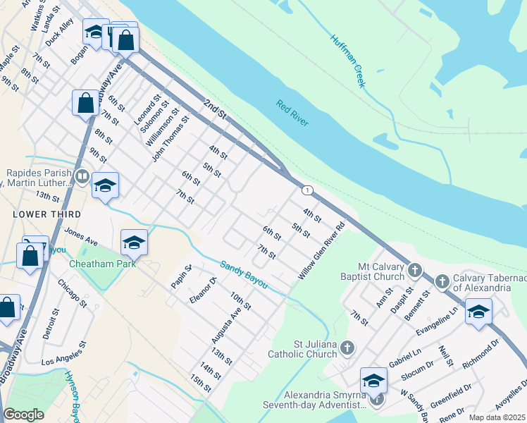 map of restaurants, bars, coffee shops, grocery stores, and more near 506 Green Oak Avenue in Alexandria