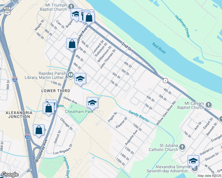 map of restaurants, bars, coffee shops, grocery stores, and more near 3120 7th Street in Alexandria