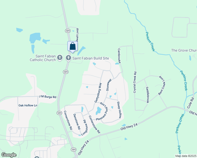 map of restaurants, bars, coffee shops, grocery stores, and more near 98 Getttysburg Way in Hattiesburg