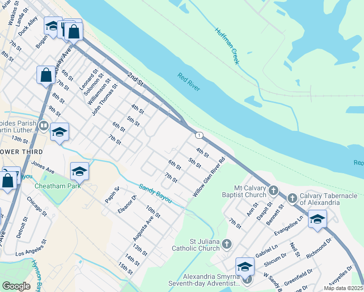 map of restaurants, bars, coffee shops, grocery stores, and more near 3605 5th Street in Alexandria