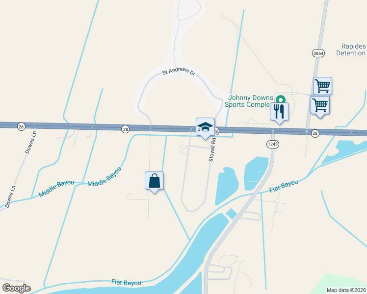 map of restaurants, bars, coffee shops, grocery stores, and more near 200 Stovall Road in Alexandria