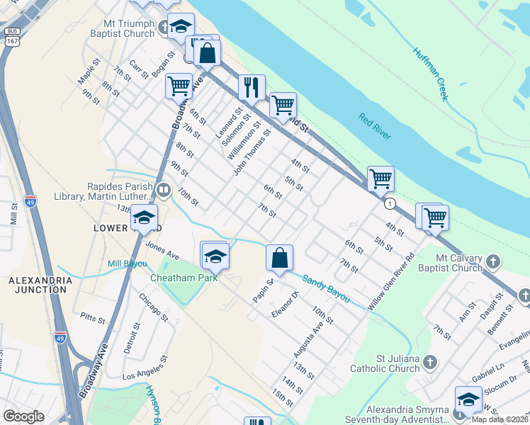 map of restaurants, bars, coffee shops, grocery stores, and more near 3120 7th Street in Alexandria