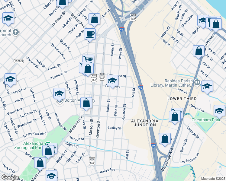 map of restaurants, bars, coffee shops, grocery stores, and more near 1323 Vance Avenue in Alexandria