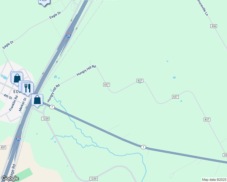 map of restaurants, bars, coffee shops, grocery stores, and more near 403 County Road 437 in Falls County