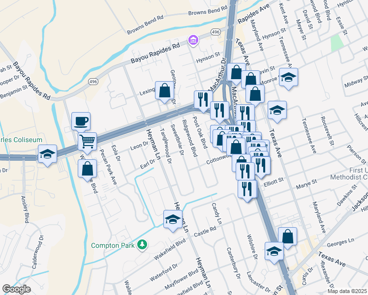 map of restaurants, bars, coffee shops, grocery stores, and more near 315 Sweetbriar Drive in Alexandria