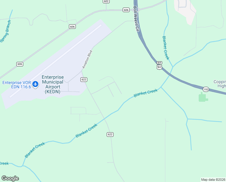 map of restaurants, bars, coffee shops, grocery stores, and more near County Road 622 in Enterprise