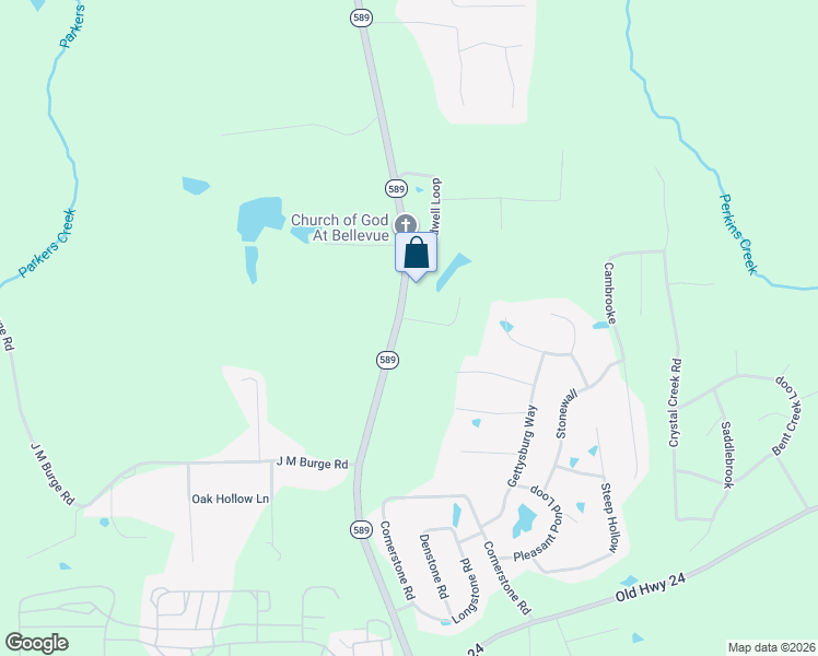 map of restaurants, bars, coffee shops, grocery stores, and more near 6 John Stuart Road in Hattiesburg
