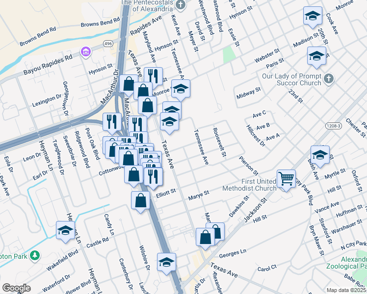 map of restaurants, bars, coffee shops, grocery stores, and more near 3198 Stimson Ave in Alexandria