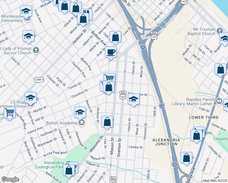 map of restaurants, bars, coffee shops, grocery stores, and more near 2011 Lee St in Alexandria