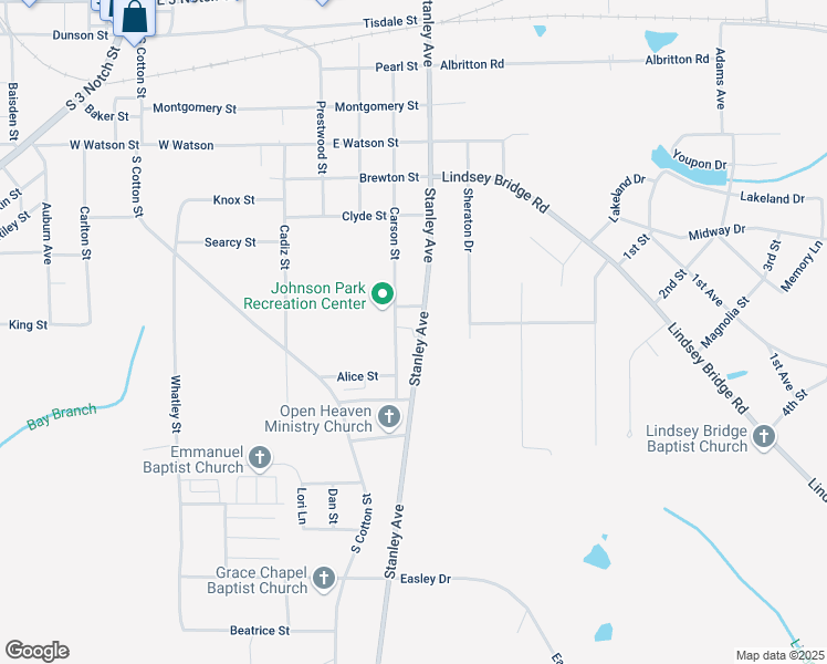 map of restaurants, bars, coffee shops, grocery stores, and more near 706 Carson Street in Andalusia