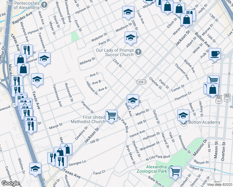 map of restaurants, bars, coffee shops, grocery stores, and more near 2460 Marye Street in Alexandria