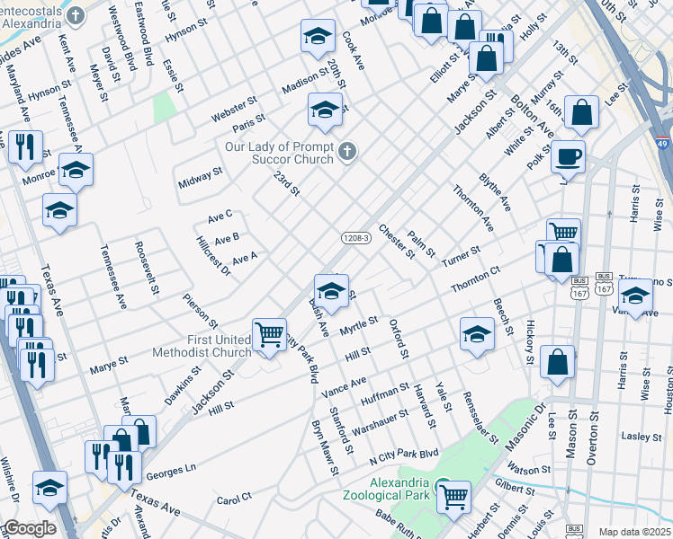 map of restaurants, bars, coffee shops, grocery stores, and more near 701-799 24th Street in Alexandria