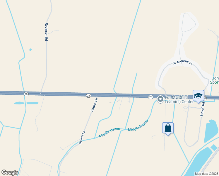 map of restaurants, bars, coffee shops, grocery stores, and more near 8172 Louisiana 28 in Alexandria