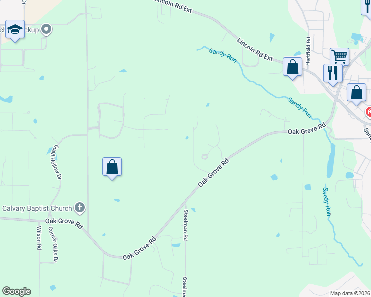map of restaurants, bars, coffee shops, grocery stores, and more near 37 Joe Traylor Road in Hattiesburg
