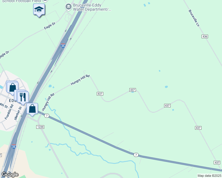map of restaurants, bars, coffee shops, grocery stores, and more near 403 County Road 437 in Falls County