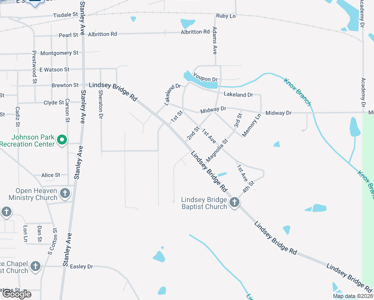 map of restaurants, bars, coffee shops, grocery stores, and more near 1301-1305 Lindsey Bridge Road in Andalusia
