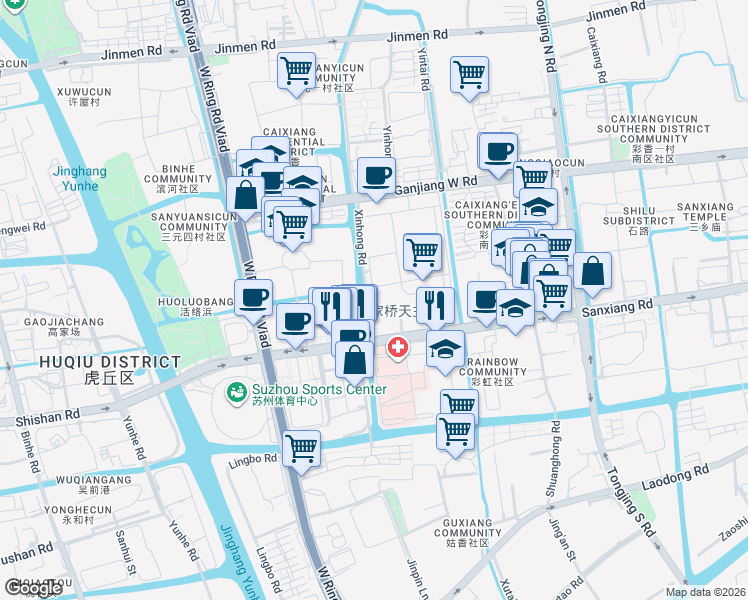 map of restaurants, bars, coffee shops, grocery stores, and more near in Su Zhou Shi