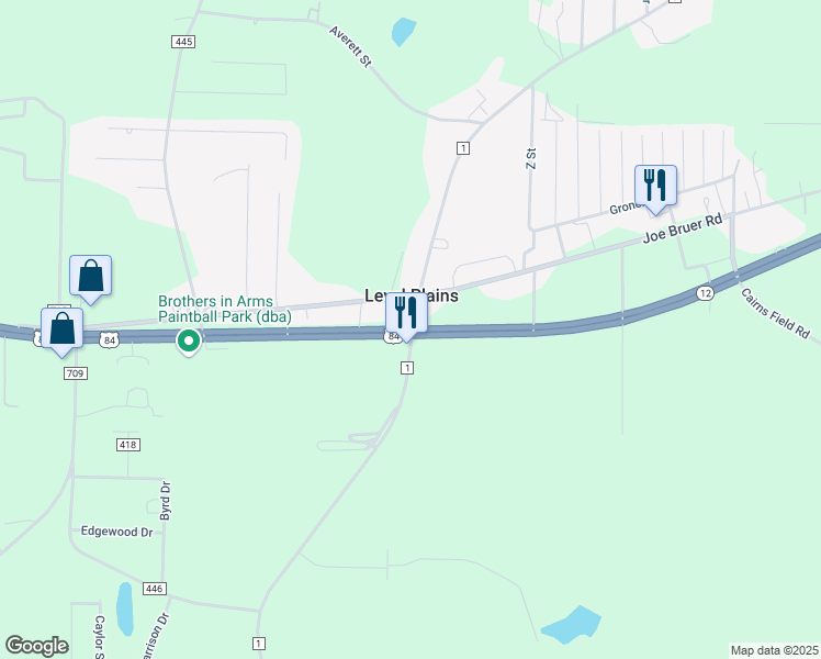 map of restaurants, bars, coffee shops, grocery stores, and more near U.S. Highway 84 East in Level Plains