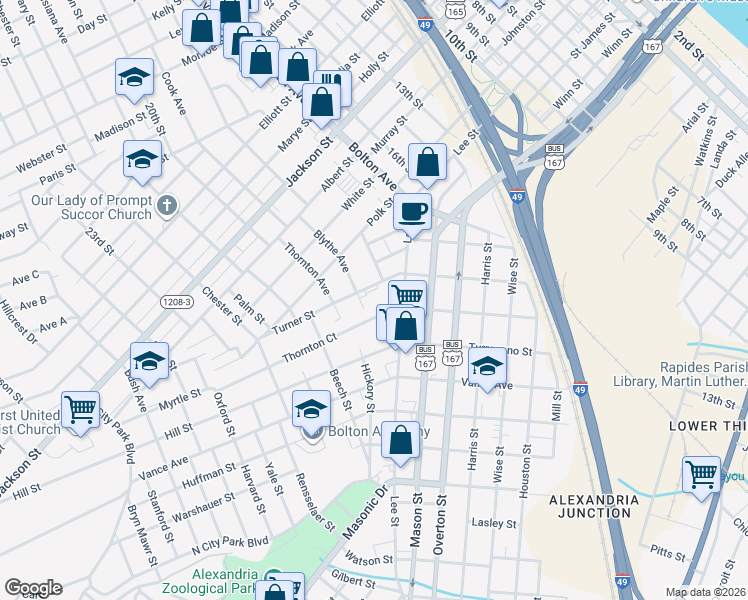 map of restaurants, bars, coffee shops, grocery stores, and more near 1831 Turner Street in Alexandria