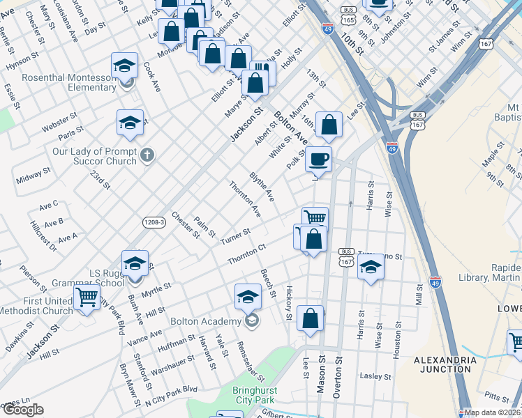 map of restaurants, bars, coffee shops, grocery stores, and more near 2005 Polk Street in Alexandria