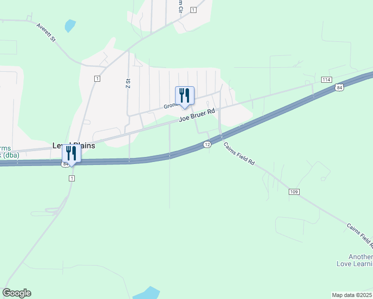 map of restaurants, bars, coffee shops, grocery stores, and more near U.S. Highway 84 East in Level Plains