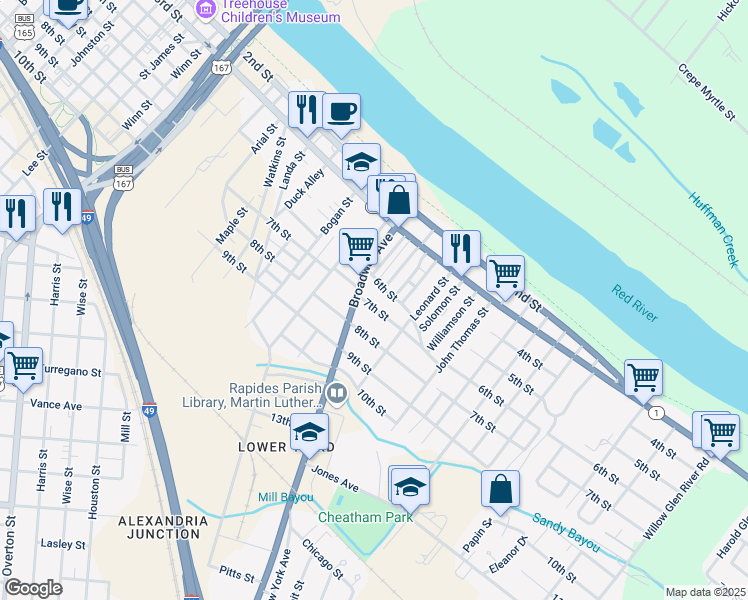 map of restaurants, bars, coffee shops, grocery stores, and more near 2619 7th Street in Alexandria