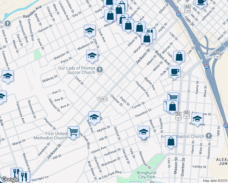 map of restaurants, bars, coffee shops, grocery stores, and more near 2129 Jackson Street in Alexandria