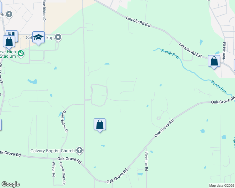 map of restaurants, bars, coffee shops, grocery stores, and more near 20 Buckskin Drive in Hattiesburg