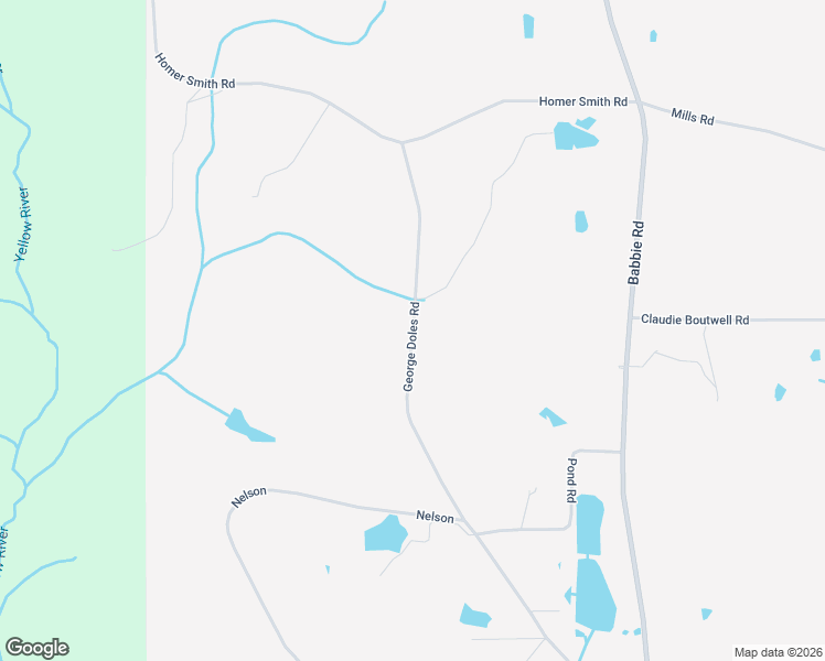 map of restaurants, bars, coffee shops, grocery stores, and more near George Doles Road in Babbie