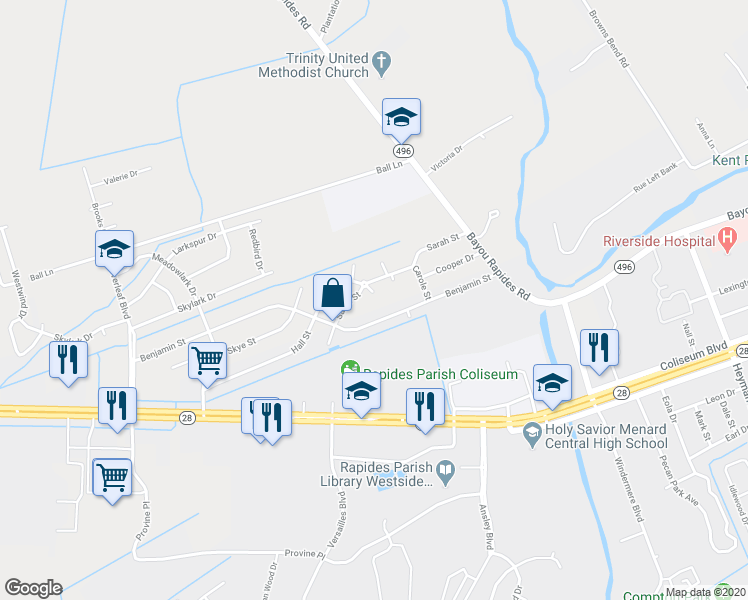 map of restaurants, bars, coffee shops, grocery stores, and more near 5221 Melissa Loop in Alexandria