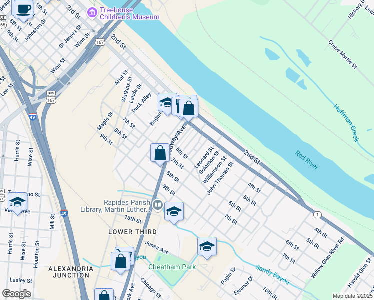 map of restaurants, bars, coffee shops, grocery stores, and more near 313 Peabody St in Alexandria