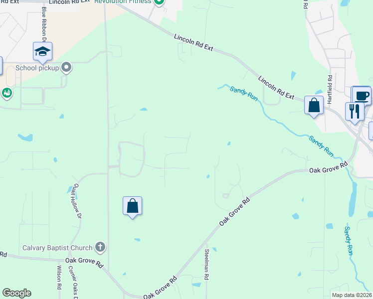 map of restaurants, bars, coffee shops, grocery stores, and more near 1-99 Buck Court in Hattiesburg