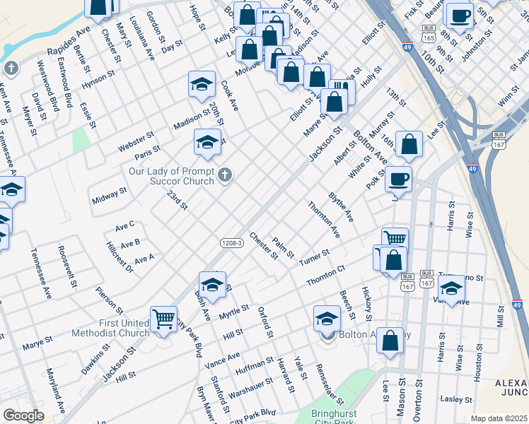 map of restaurants, bars, coffee shops, grocery stores, and more near 716 21st Street in Alexandria