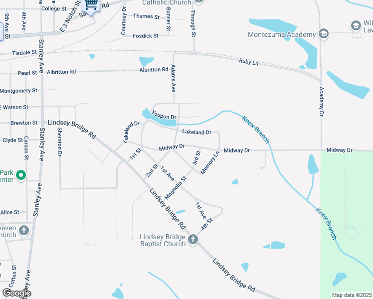 map of restaurants, bars, coffee shops, grocery stores, and more near 1304 Midway Drive in Andalusia