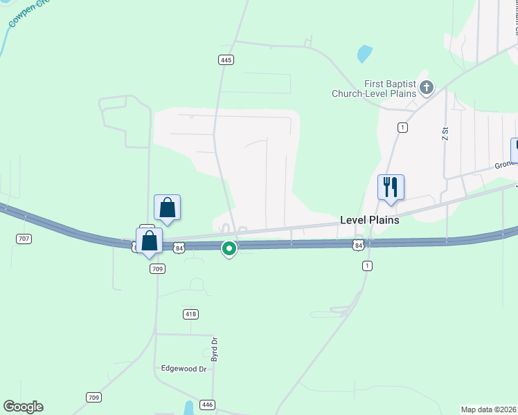 map of restaurants, bars, coffee shops, grocery stores, and more near 83 Hannah Road in Daleville
