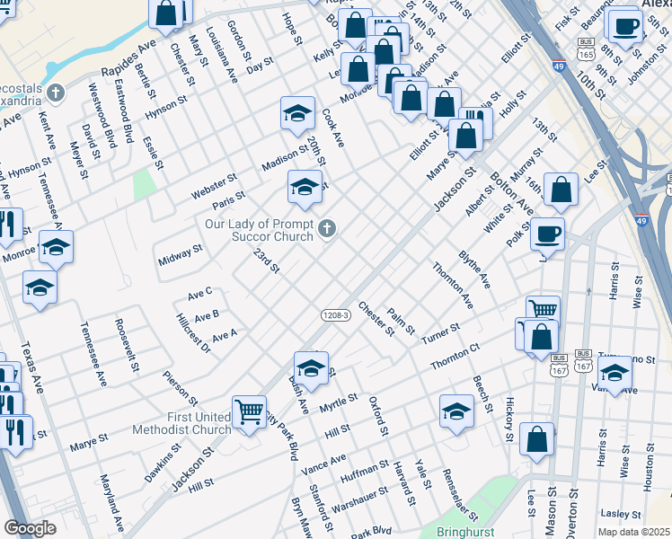 map of restaurants, bars, coffee shops, grocery stores, and more near 2130 Marye Street in Alexandria