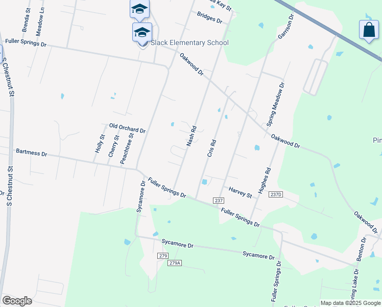 map of restaurants, bars, coffee shops, grocery stores, and more near 1605 Nash Road in Lufkin