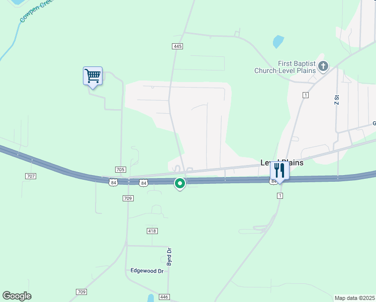 map of restaurants, bars, coffee shops, grocery stores, and more near 1453 County Road 445 in Enterprise